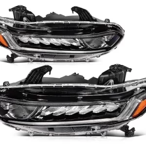 BLK Amber 2pcs/Pair Halogen LED Headlights w/ LEDDRL For 2018-2022 Honda Accord